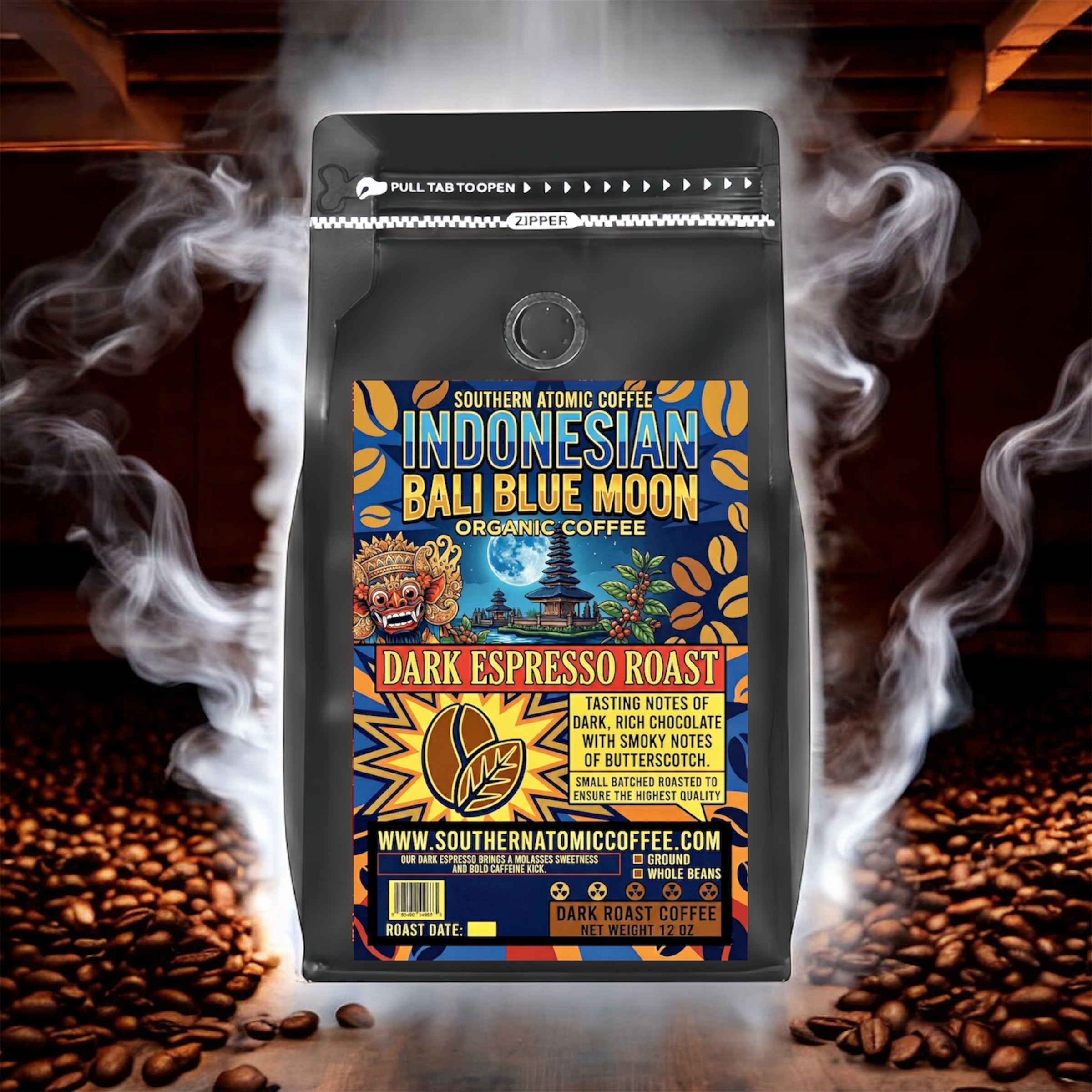 Single Origin Indonesian Bali Blue Moon – Organic Dark Espresso Roast (12oz)