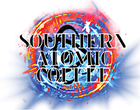 Southern Atomic Coffee logo highlighting premium small-batch organic Arabica coffee from Charleston, South Carolina, featuring handcrafted flavors like Caramel Sweet Potato Pecan Pie and Smoked Maple Whiskey Walnut Cake Ice Cream, representing a Black-owned coffee brand with bold, dessert-inspired blends.